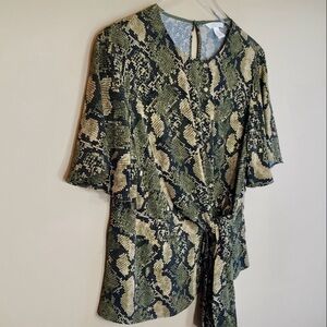 H&M Snake Skin Print Tie-Front Blouse